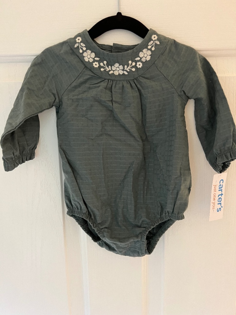 NWT Carter's Baby Girls Embroidered Romper - Green 6M